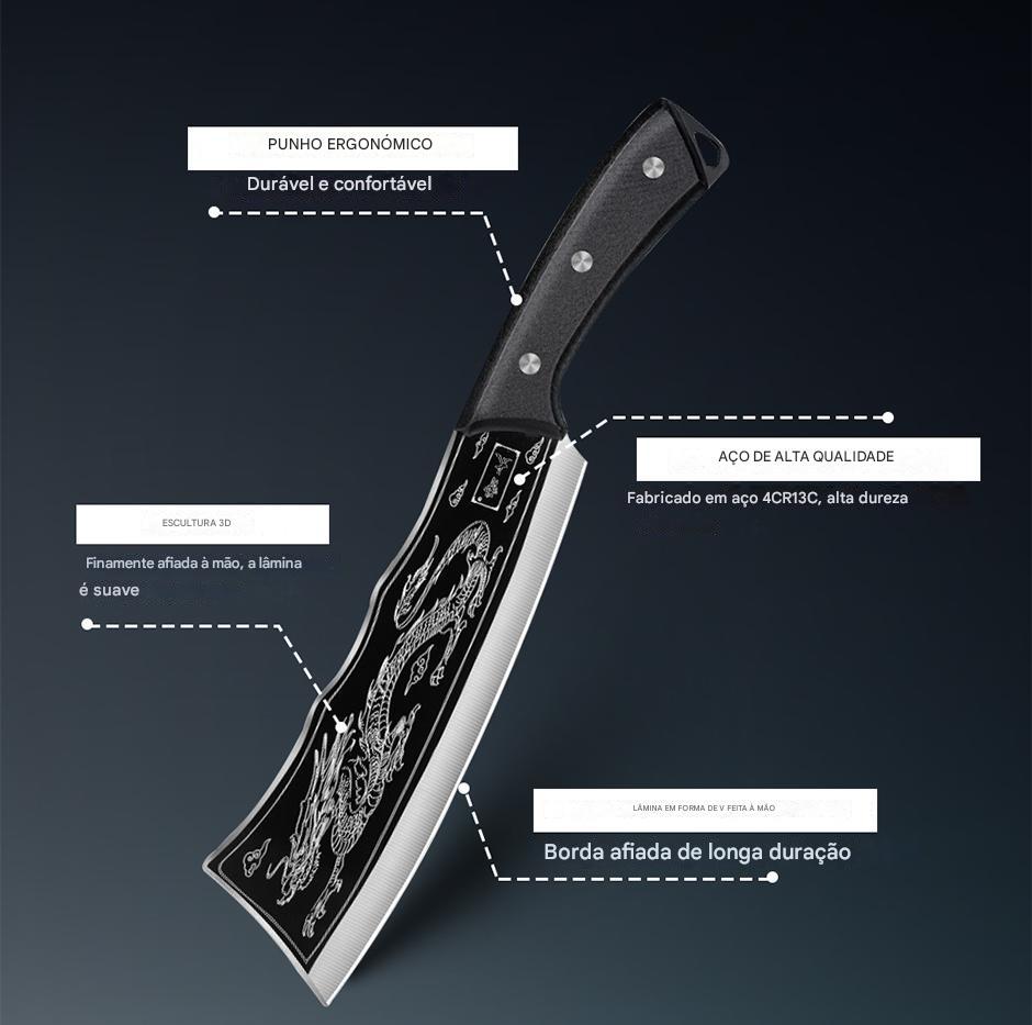 Faca Japonesa do Chef com Desenho de Dragão Materials