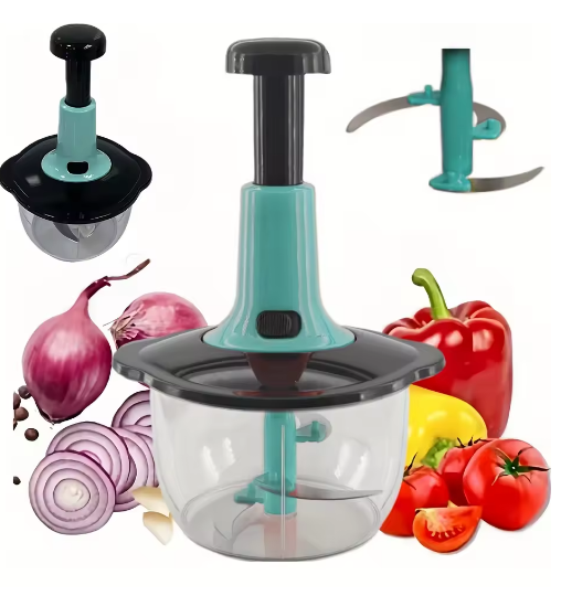 Picador de Alimentos Multifunções — Picador Manual de Pressão Rápida — Picador de Legumes