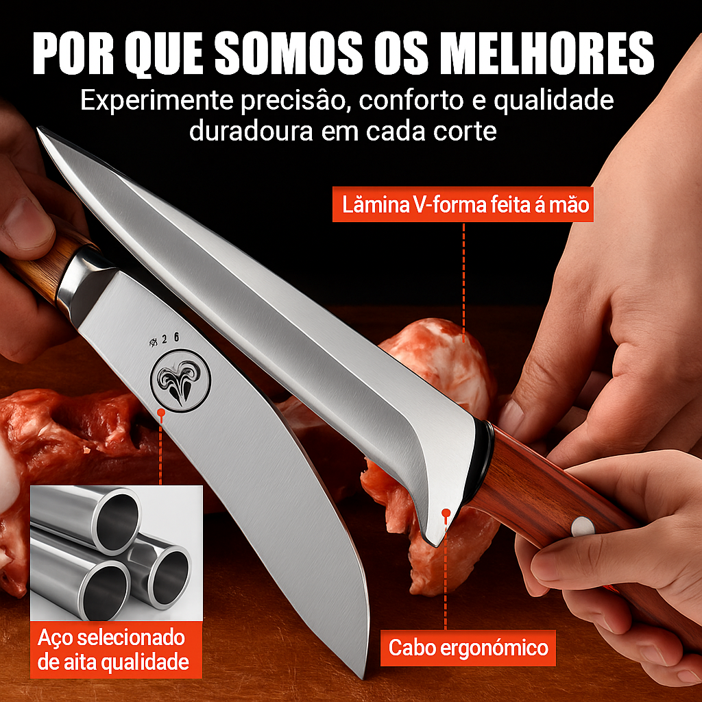 Faca de Carne e Cutelo – Faca de Desossar e Faca Trinchante Profissional