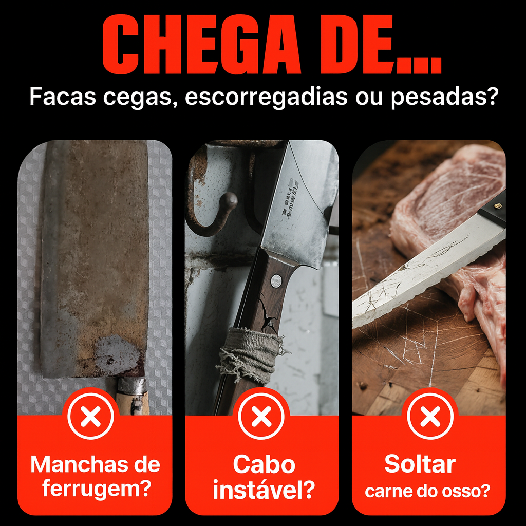 Faca de Carne e Cutelo – Faca de Desossar e Faca Trinchante Profissional